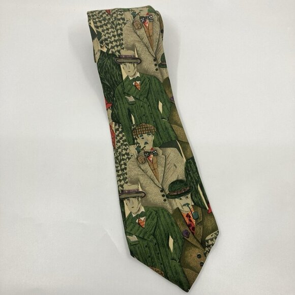 Boss by Hugo Boss Silk Neck Tie Mens Green Made in Italy - Picture 1 of 7